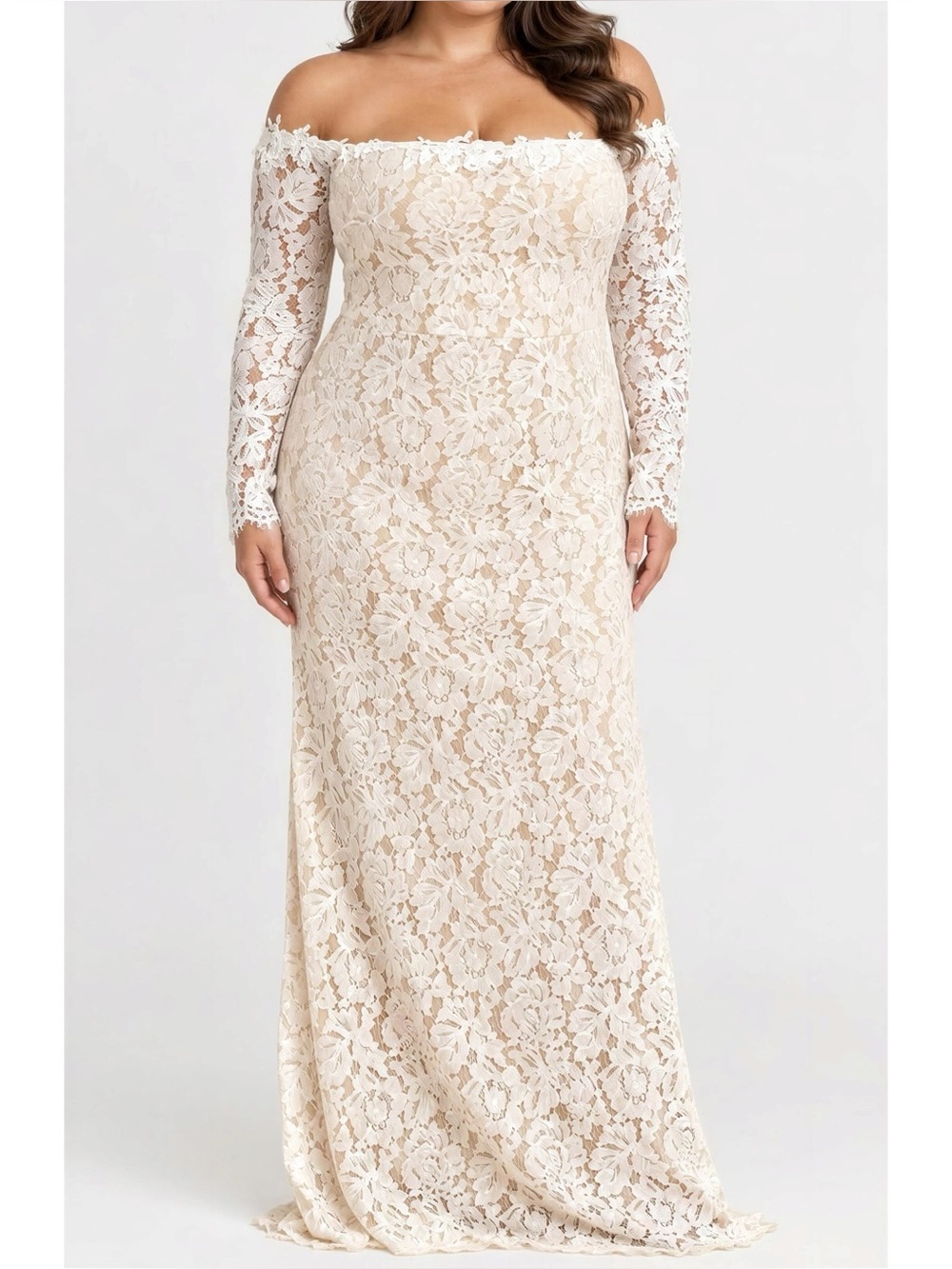 LULUS Romance Dreamer Lace Off-the-Shoulder Dress, White, 2X